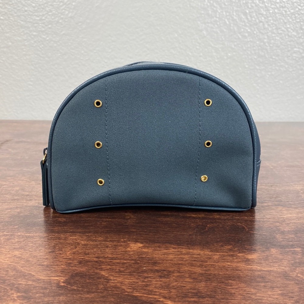 Estée Lauder Handbag, Travel Bag, Small, Blue/Gray, Gold String Hole Detail